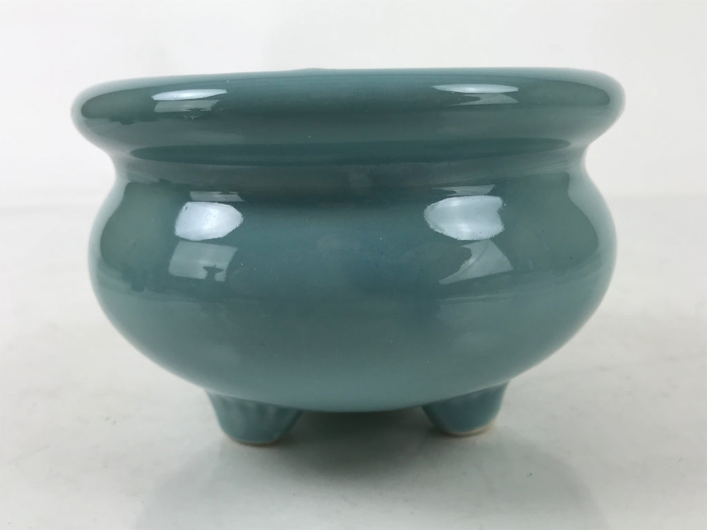 Japanese Buddhist Altar Porcelain Incense Burner Koro Vtg Celadon Blue BA532