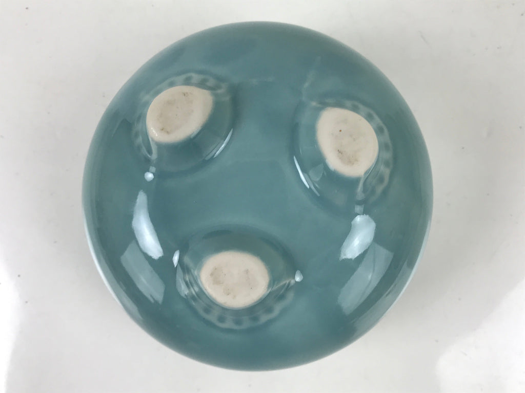 Japanese Buddhist Altar Porcelain Incense Burner Koro Vtg Celadon Blue BA532