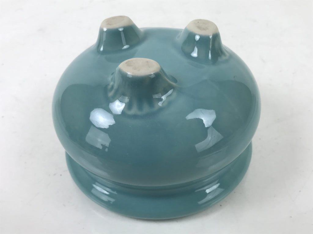 Japanese Buddhist Altar Porcelain Incense Burner Koro Vtg Celadon Blue BA532