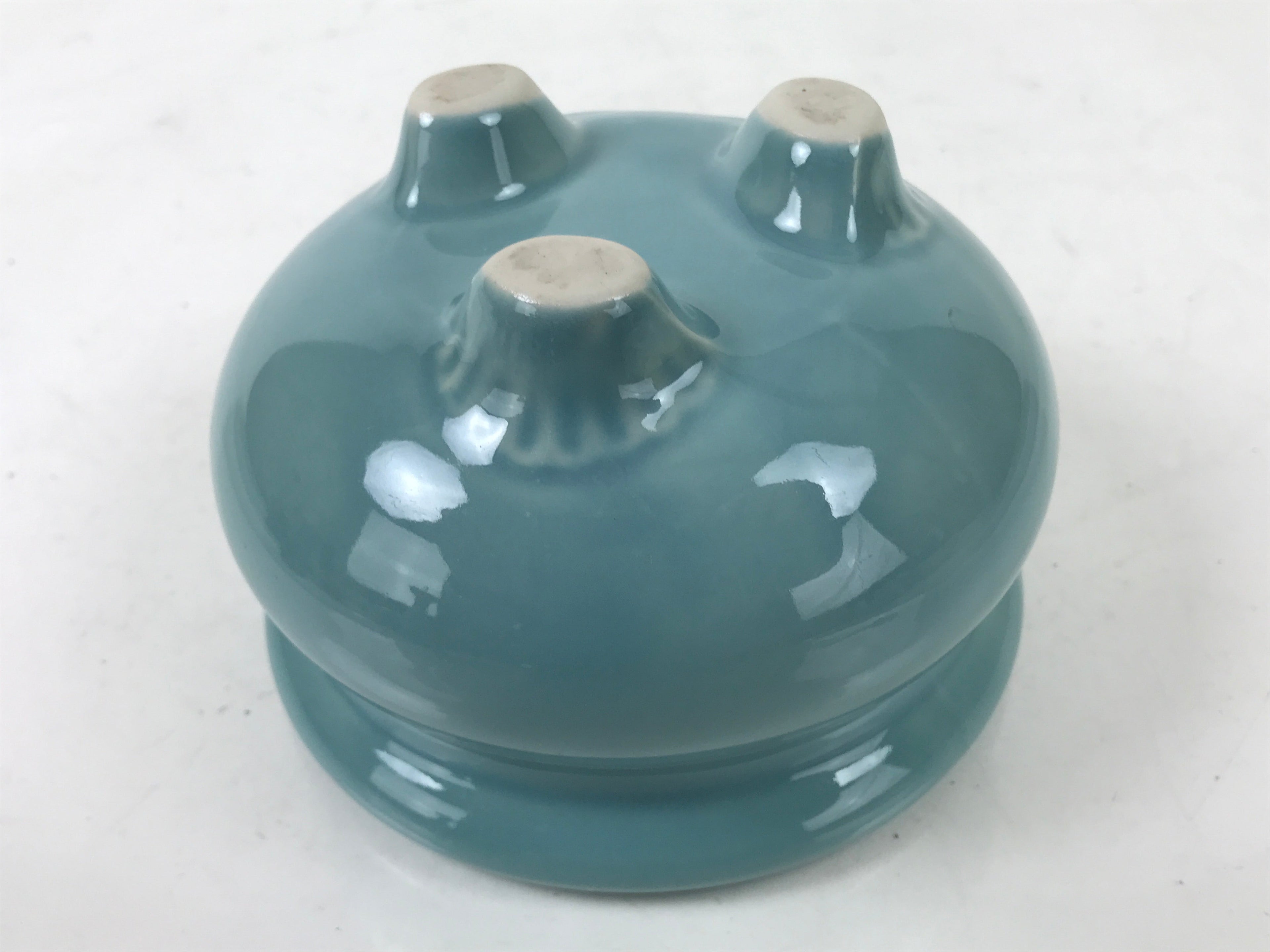 Japanese Buddhist Altar Porcelain Incense Burner Koro Vtg Celadon Blue BA532