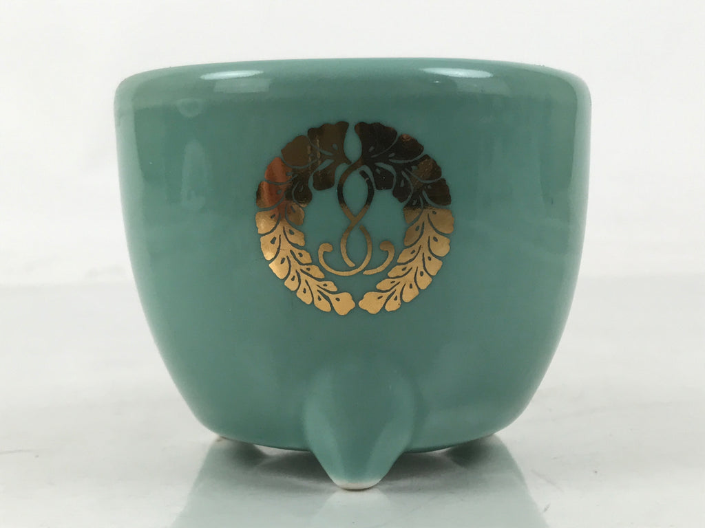 Japanese Buddhist Altar Porcelain Incense Burner Koro Vtg Celadon Blue BA663
