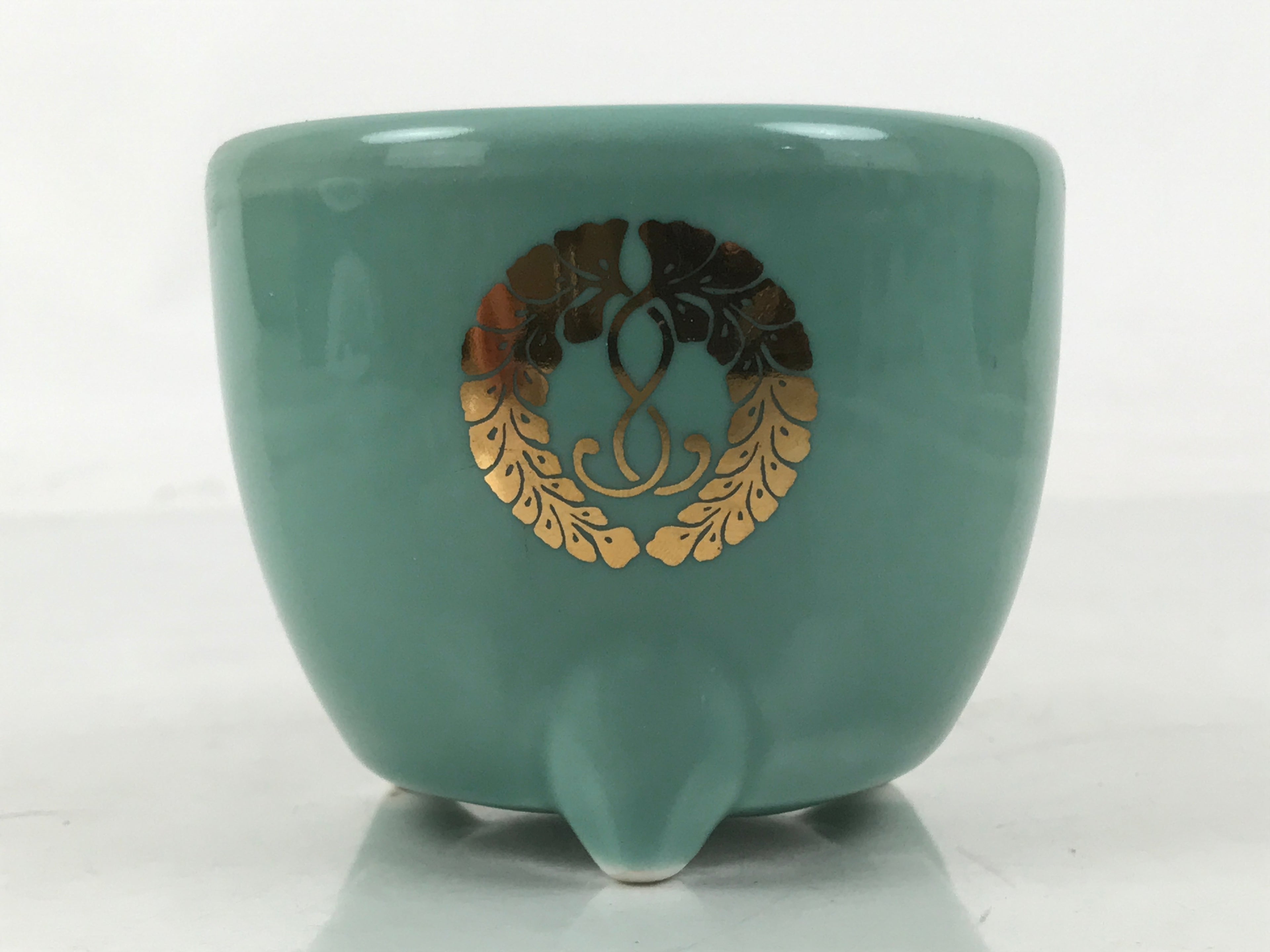 Japanese Buddhist Altar Porcelain Incense Burner Koro Vtg Celadon Blue BA663
