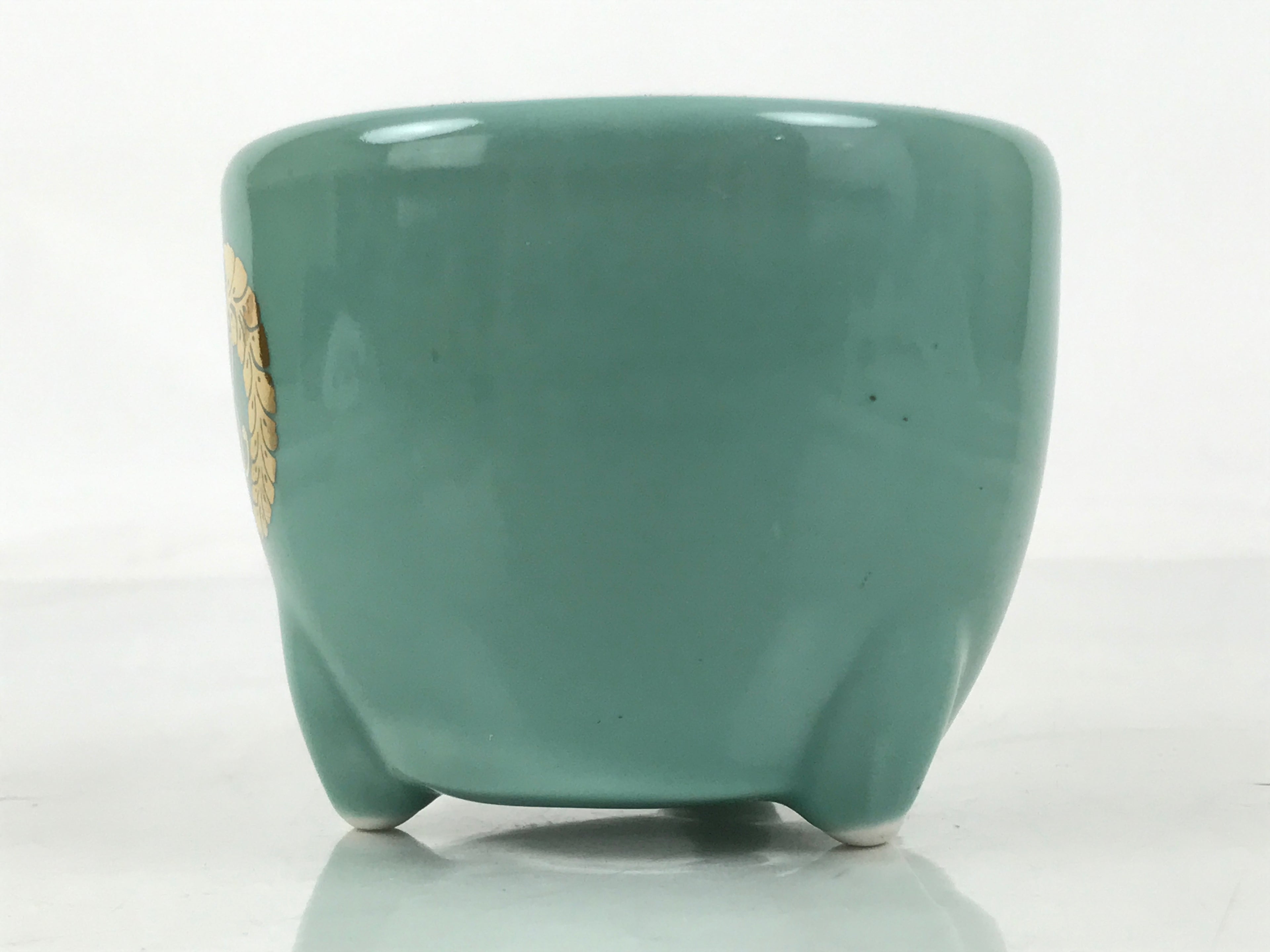 Japanese Buddhist Altar Porcelain Incense Burner Koro Vtg Celadon Blue BA663