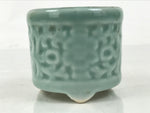Japanese Buddhist Altar Porcelain Incense Burner Koro Vtg Celadon Blue BA665
