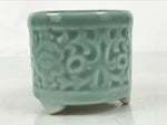 Japanese Buddhist Altar Porcelain Incense Burner Koro Vtg Celadon Blue BA665