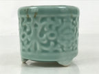 Japanese Buddhist Altar Porcelain Incense Burner Koro Vtg Celadon Blue BA665