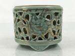 Japanese Buddhist Altar Porcelain Incense Burner Koro Vtg Celadon Blue BA666