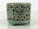 Japanese Buddhist Altar Porcelain Incense Burner Koro Vtg Celadon Blue BA666