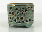 Japanese Buddhist Altar Porcelain Incense Burner Koro Vtg Celadon Blue BA666