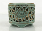 Japanese Buddhist Altar Porcelain Incense Burner Koro Vtg Celadon Blue BA666