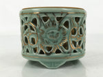 Japanese Buddhist Altar Porcelain Incense Burner Koro Vtg Celadon Blue BA666