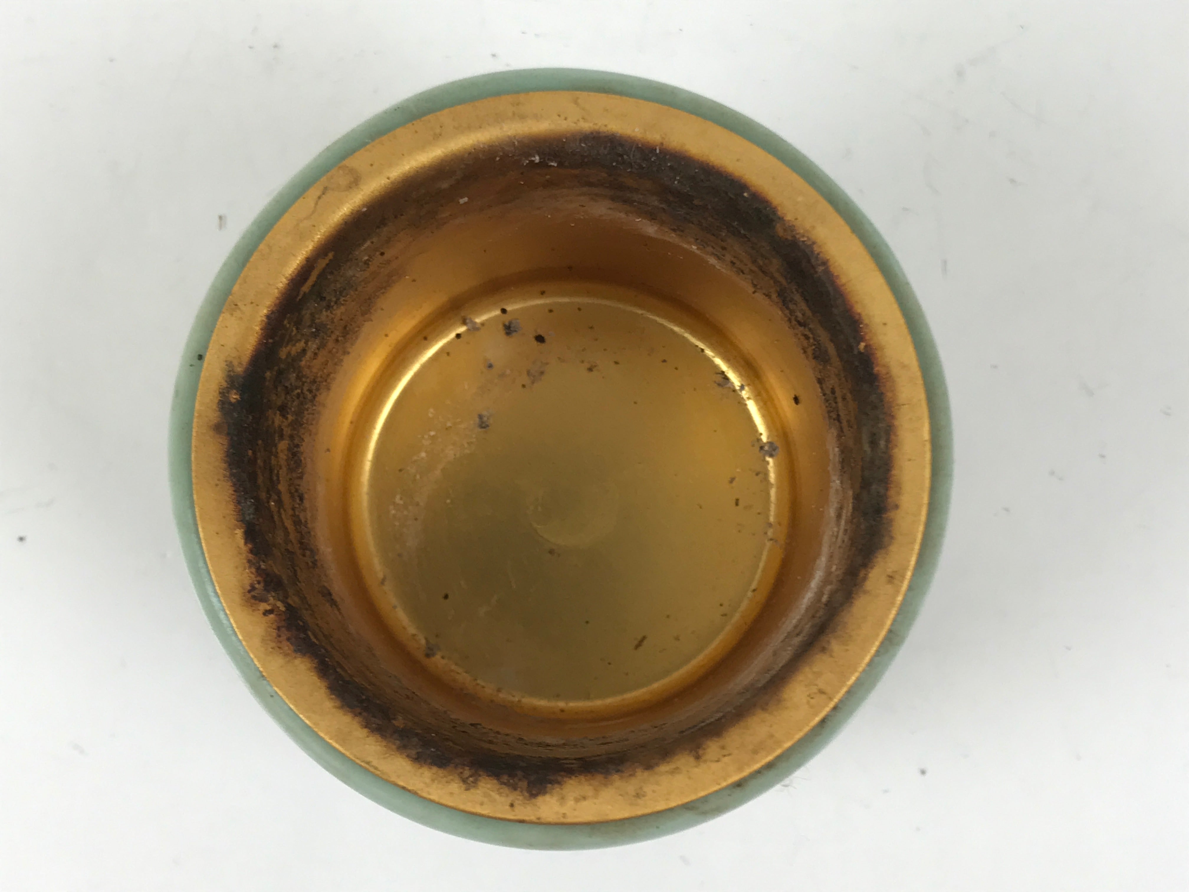 Japanese Buddhist Altar Porcelain Incense Burner Koro Vtg Celadon Blue BA666