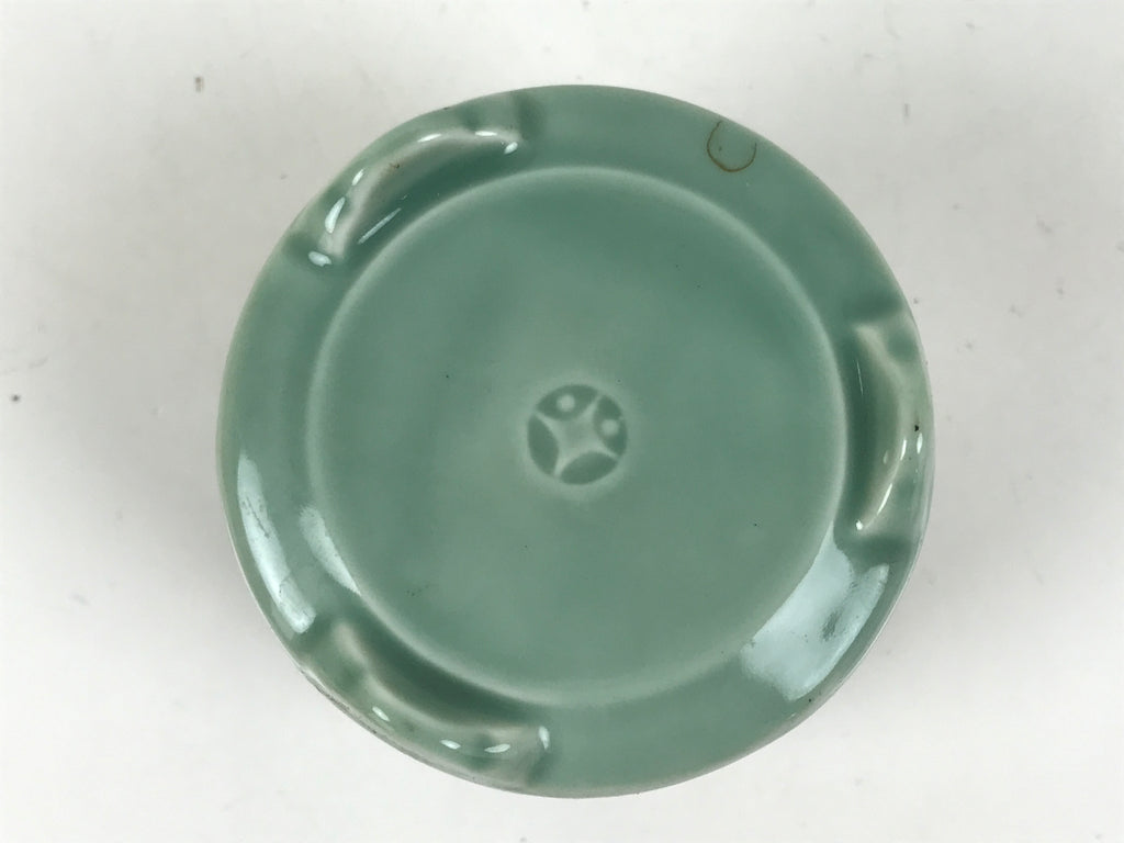 Japanese Buddhist Altar Porcelain Incense Burner Koro Vtg Celadon Blue BA666