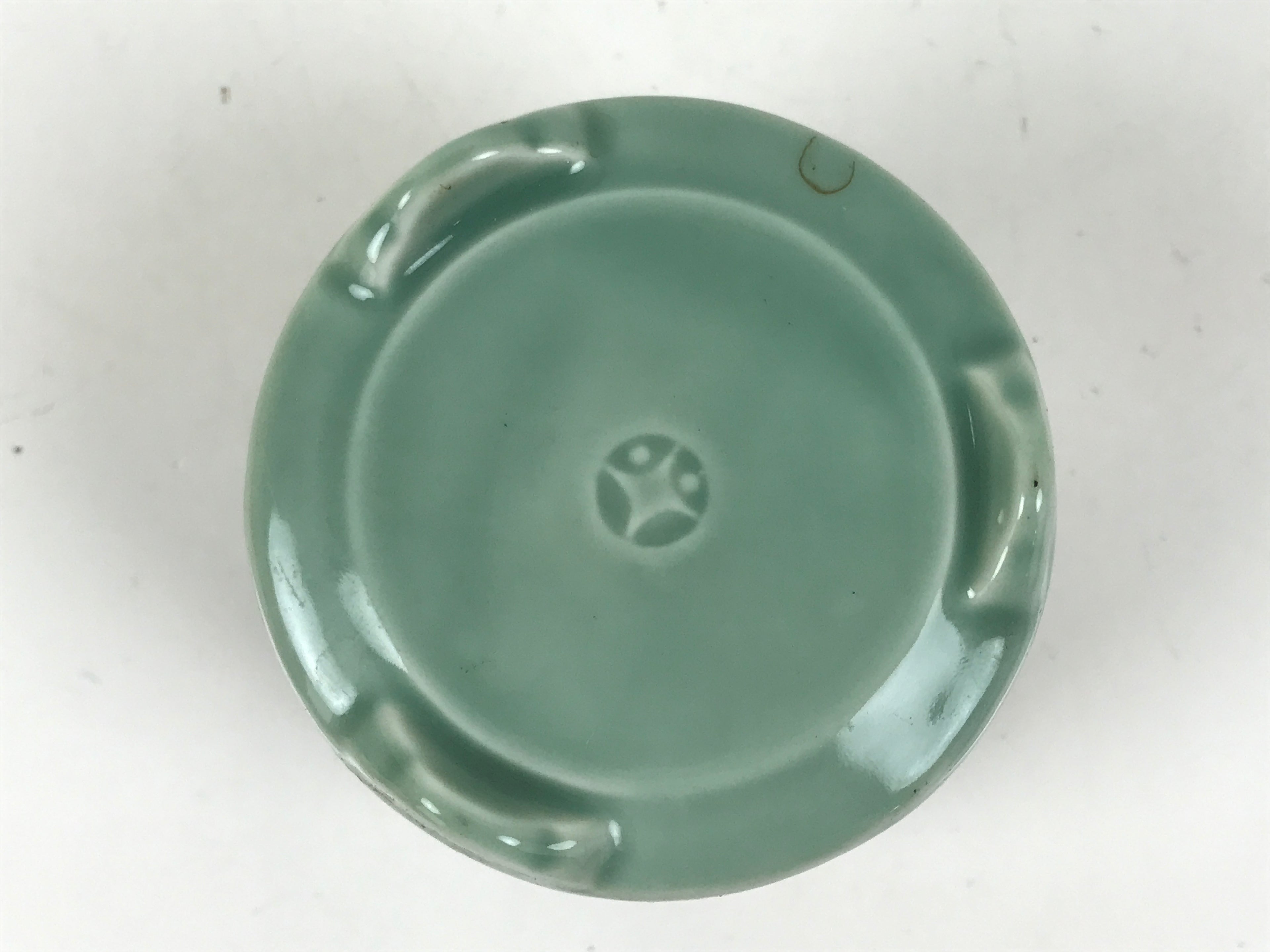 Japanese Buddhist Altar Porcelain Incense Burner Koro Vtg Celadon Blue BA666