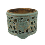 Japanese Buddhist Altar Porcelain Incense Burner Koro Vtg Celadon Blue BA666