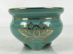 Japanese Buddhist Altar Porcelain Incense Burner Koro Vtg Celadon Lotus BA664
