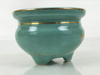 Japanese Buddhist Altar Porcelain Incense Burner Koro Vtg Celadon Lotus BA664