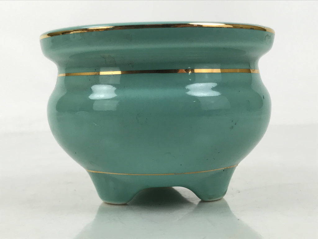 Japanese Buddhist Altar Porcelain Incense Burner Koro Vtg Celadon Lotus BA664