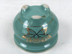 Japanese Buddhist Altar Porcelain Incense Burner Koro Vtg Celadon Lotus BA664