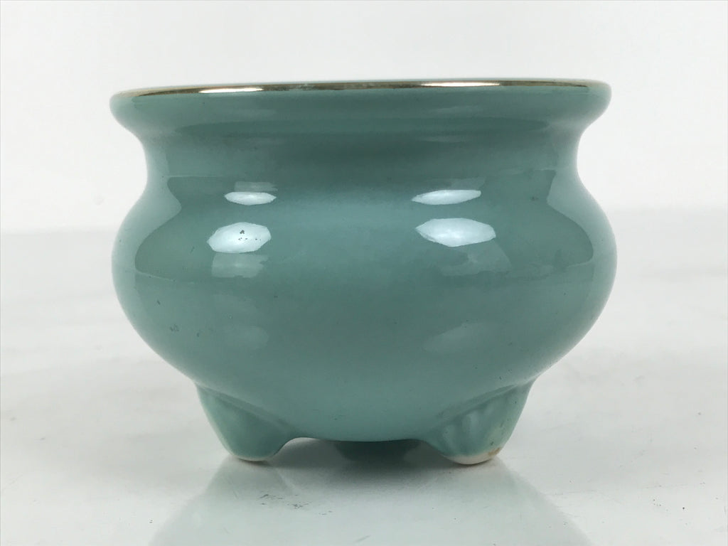 Japanese Buddhist Altar Porcelain Incense Burner Koro Vtg Celadon Lotus BA920