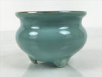 Japanese Buddhist Altar Porcelain Incense Burner Koro Vtg Celadon Lotus BA920