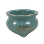 Japanese Buddhist Altar Porcelain Incense Burner Koro Vtg Celadon Lotus BA920