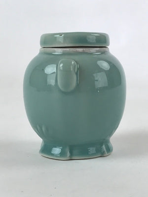 Japanese Buddhist Altar Porcelain Matchstick Disposal Jar Hikeshi Vtg Blue BA114