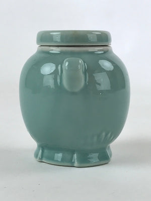 Japanese Buddhist Altar Porcelain Matchstick Disposal Jar Hikeshi Vtg Blue BA114