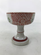 Japanese Buddhist Altar Porcelain Rice Offering Cup Vtg Blue Chrysanthemum BA720
