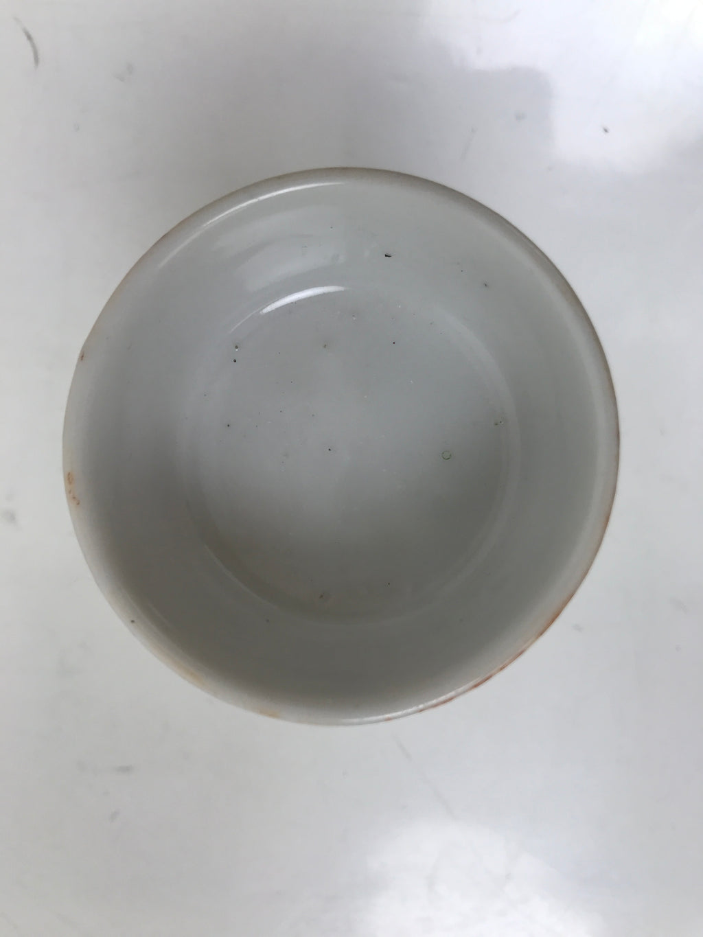 Japanese Buddhist Altar Porcelain Rice Offering Cup Vtg Blue Chrysanthemum BA720