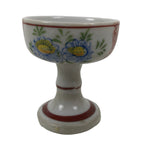 Japanese Buddhist Altar Porcelain Rice Offering Cup Vtg Blue Chrysanthemum BA720