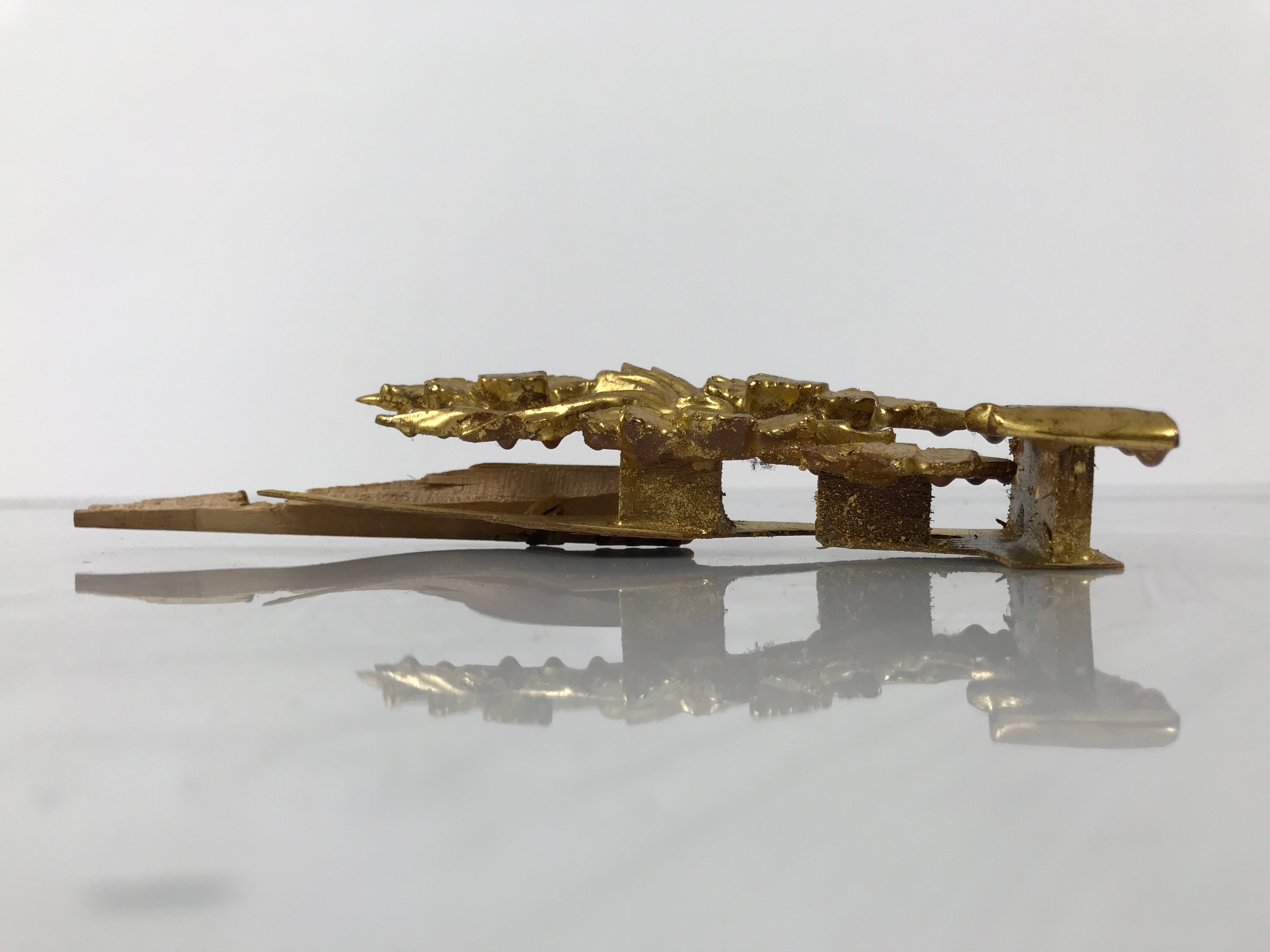 Japanese Buddhist Altar Resin Decor Butsudan Spare Part Vtg Flowers Gold BA803