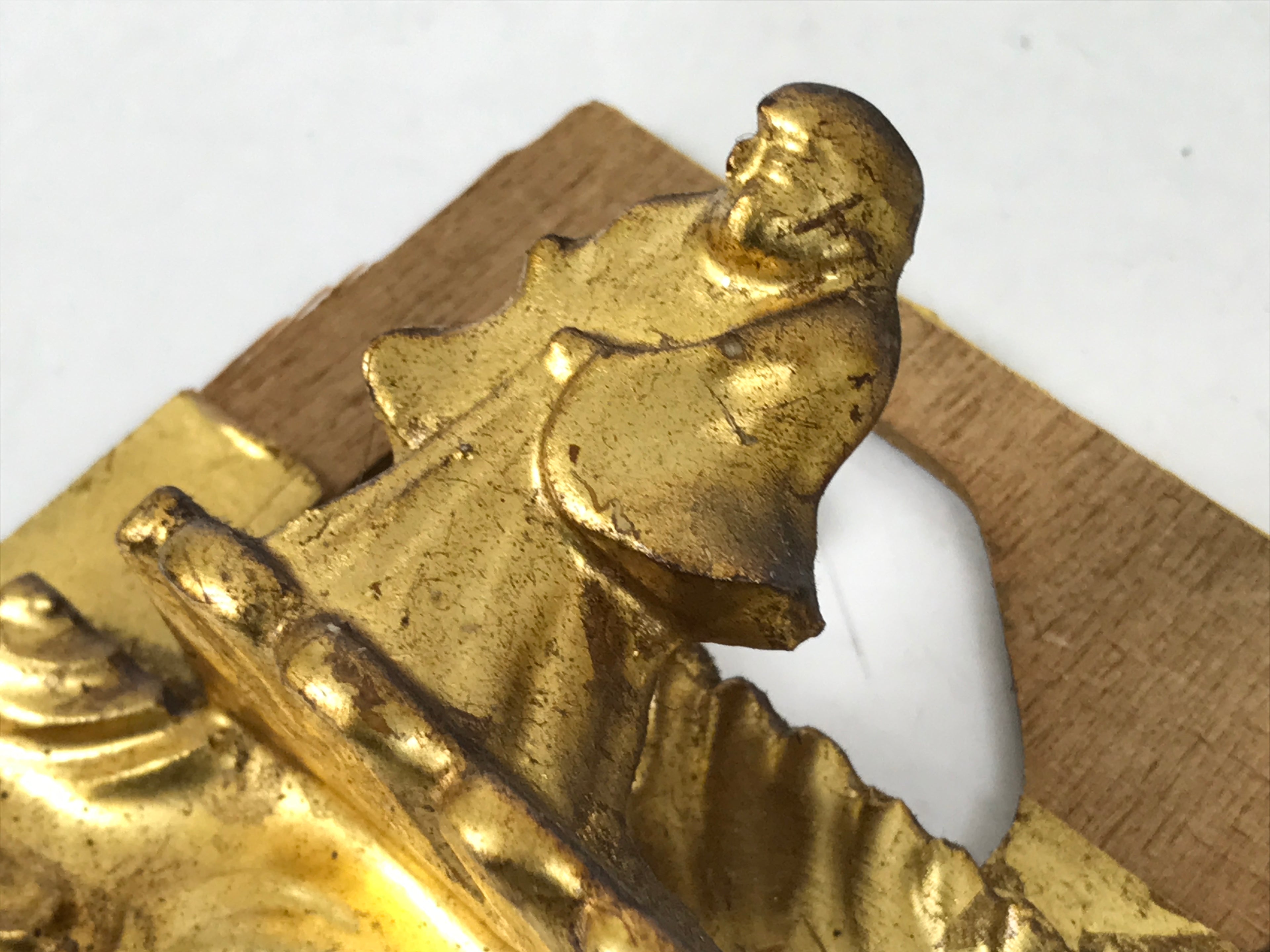 Japanese Buddhist Altar Resin Monk Figure Vtg Butsudan Spare Part Gold BA749