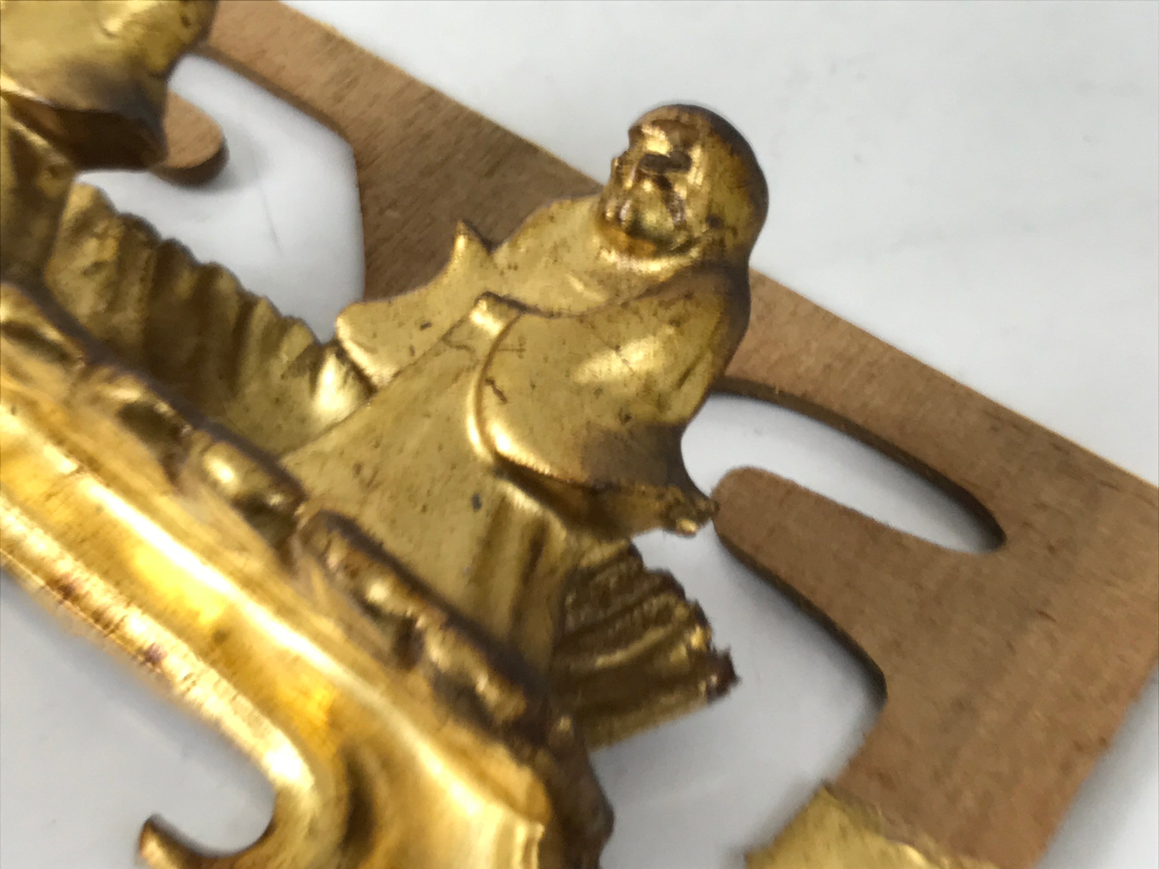 Japanese Buddhist Altar Resin Monk Figure Vtg Butsudan Spare Part Gold BA749