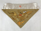 Japanese Buddhist Altar Silk Cloth Uchishiki Vtg Dragon Gold White BA256