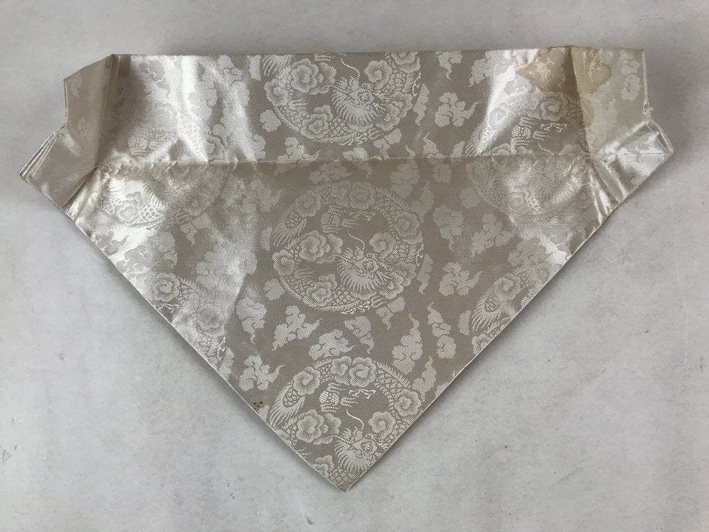 Japanese Buddhist Altar Silk Cloth Uchishiki Vtg Dragon Gold White BA256