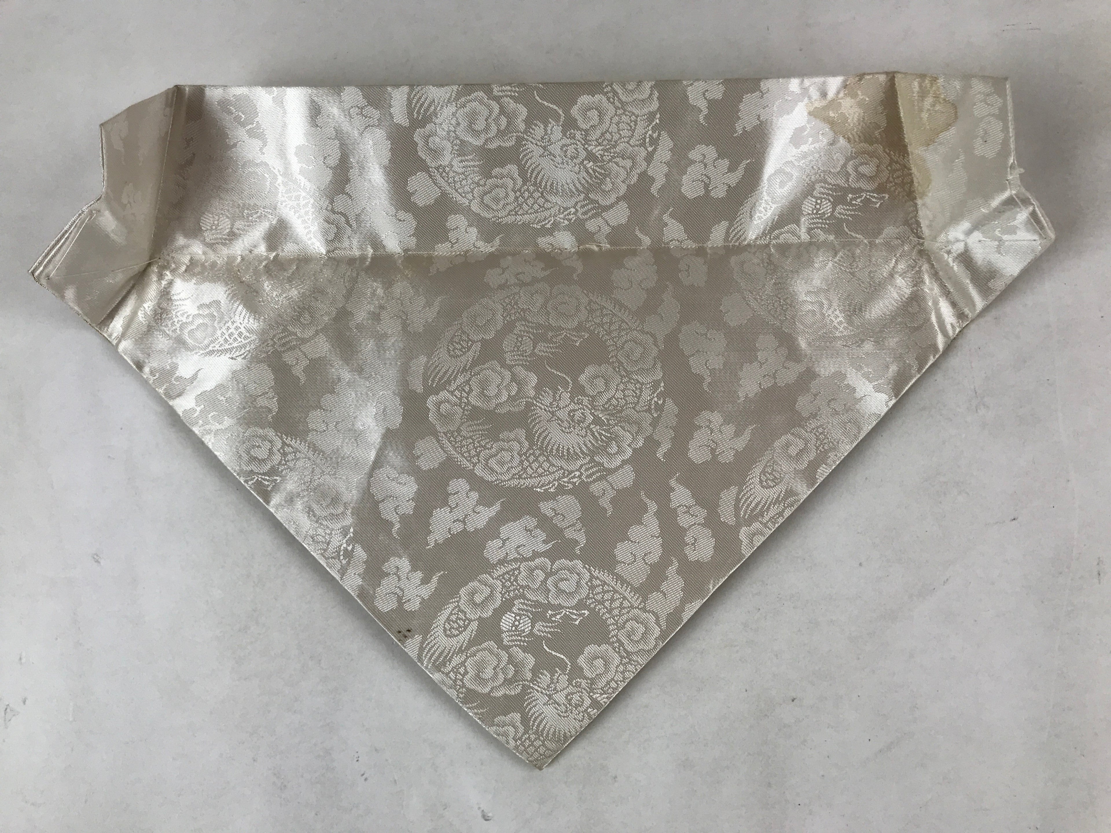 Japanese Buddhist Altar Silk Cloth Uchishiki Vtg Dragon Gold White BA256