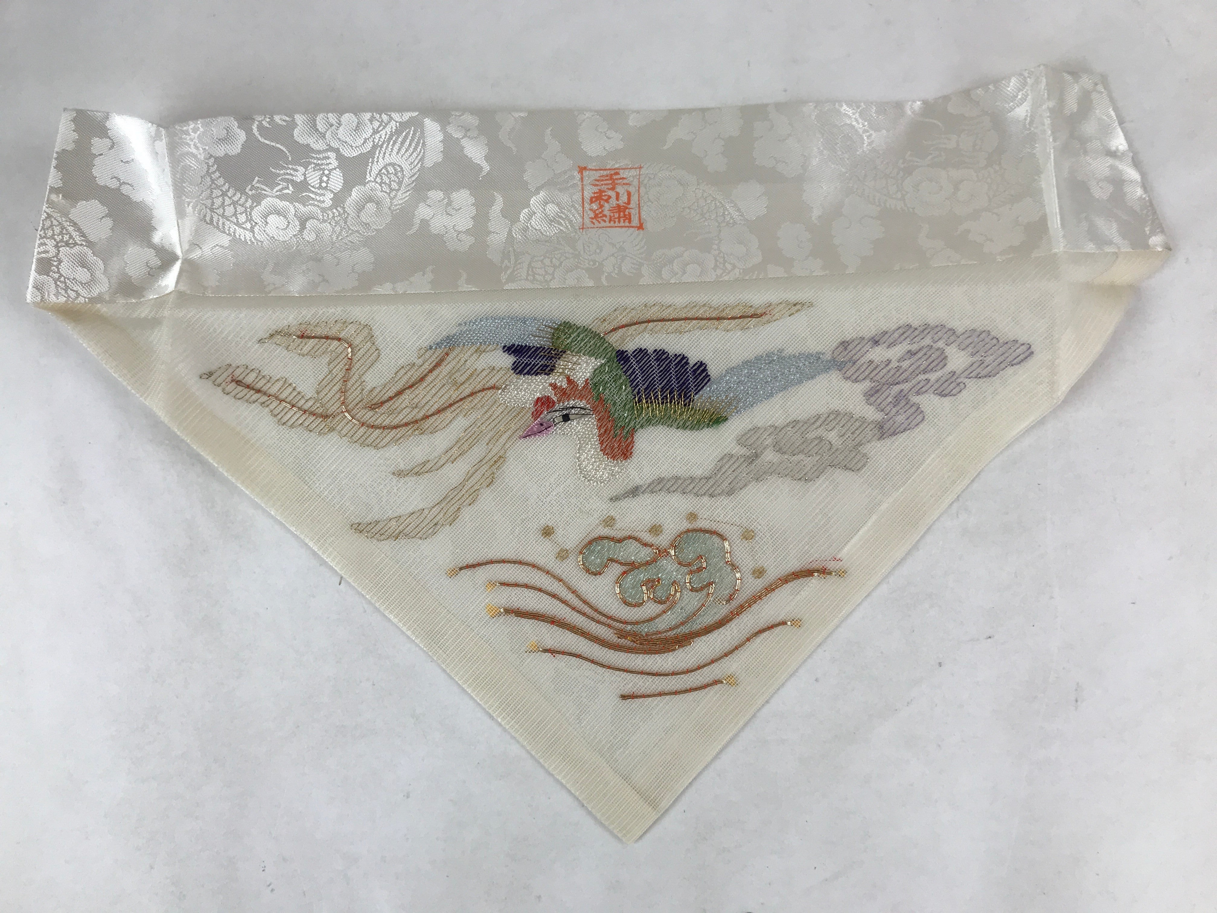 Japanese Buddhist Altar Silk Cloth Uchishiki Vtg Embroidered Phoenix Color BA254