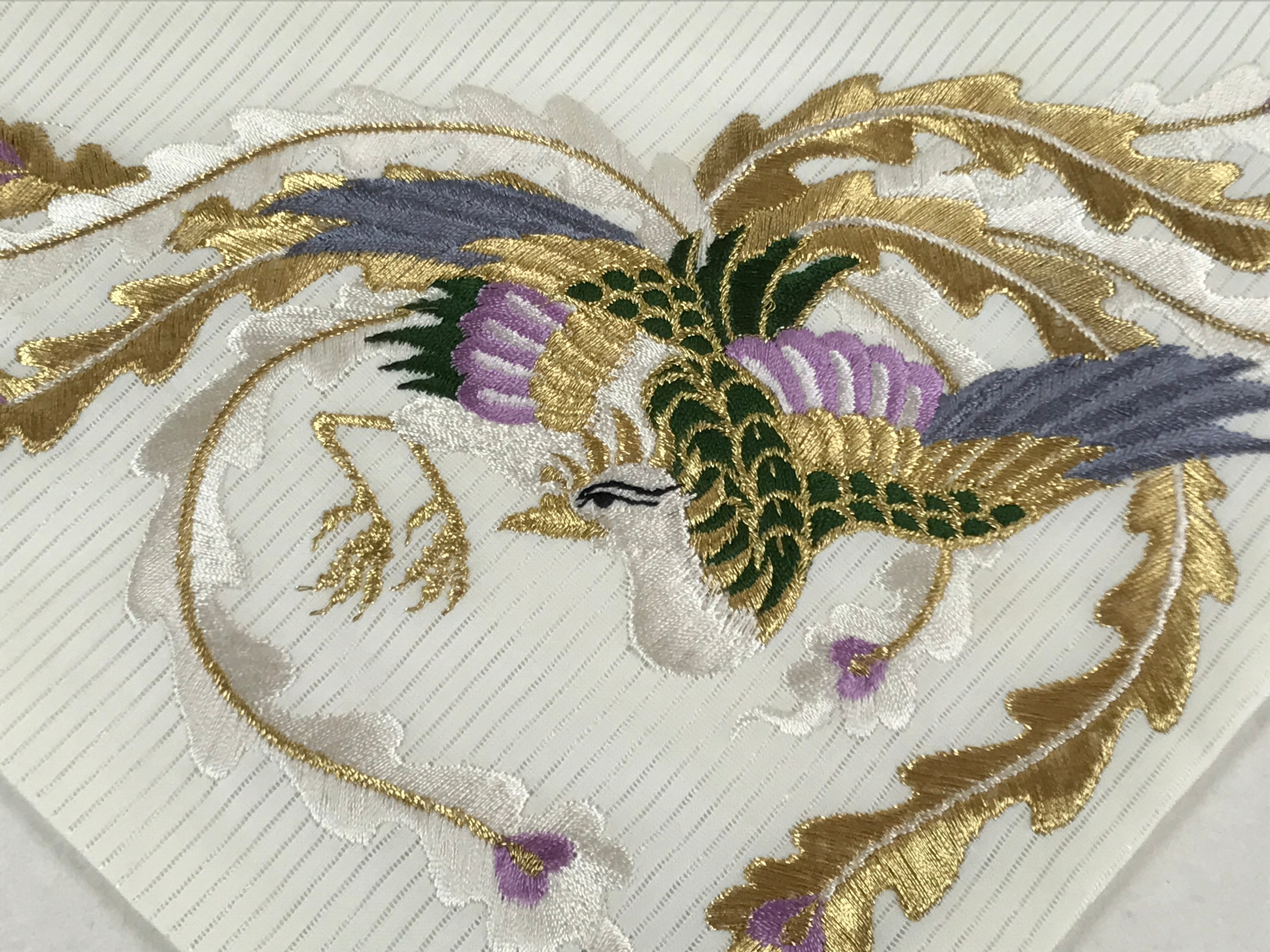 Japanese Buddhist Altar Silk Cloth Uchishiki Vtg Embroidered Phoenix Gold BA253