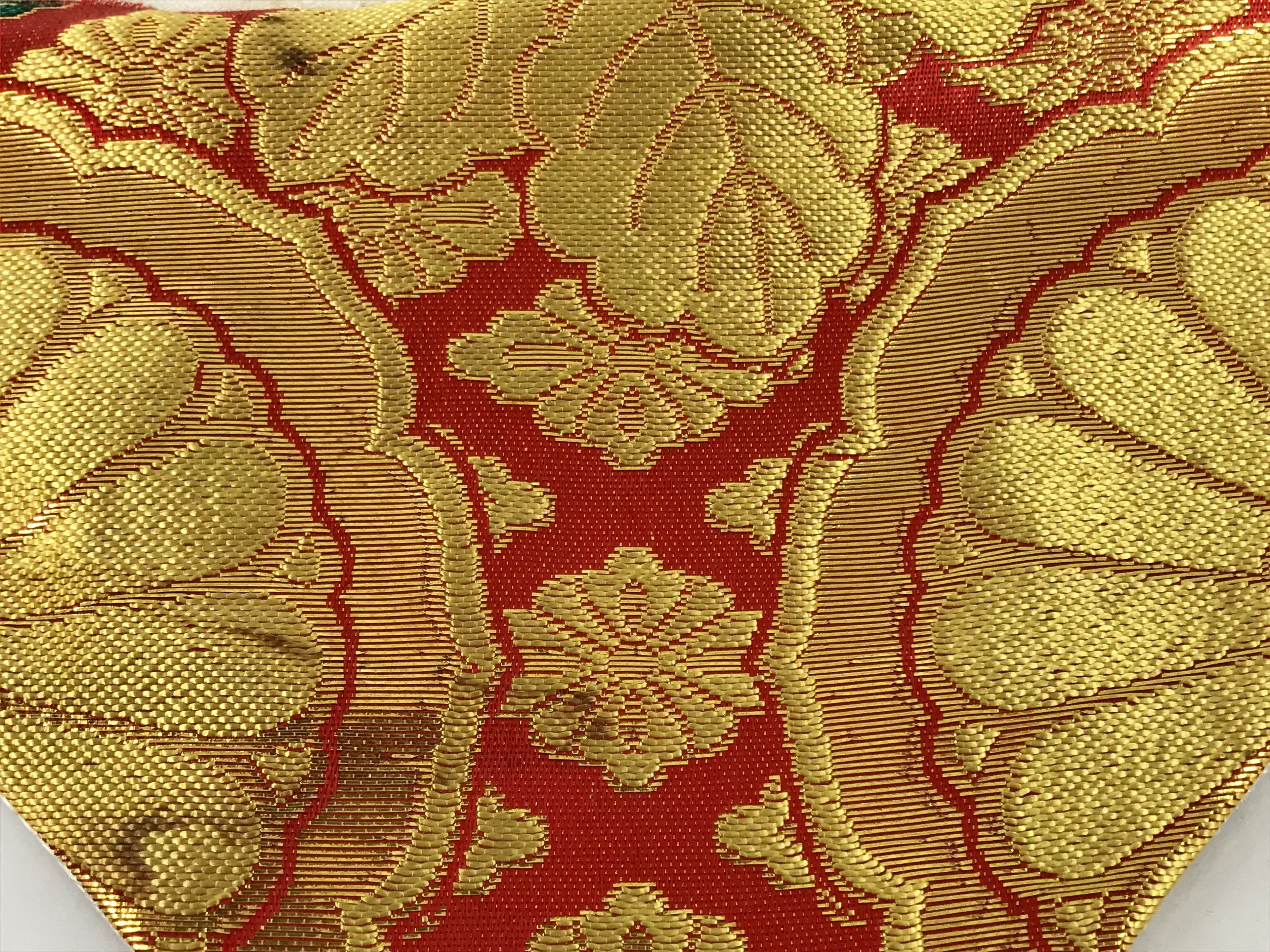 Japanese Buddhist Altar Silk Table Cloth Uchishiki Chrysanthemum Red Gold UC21