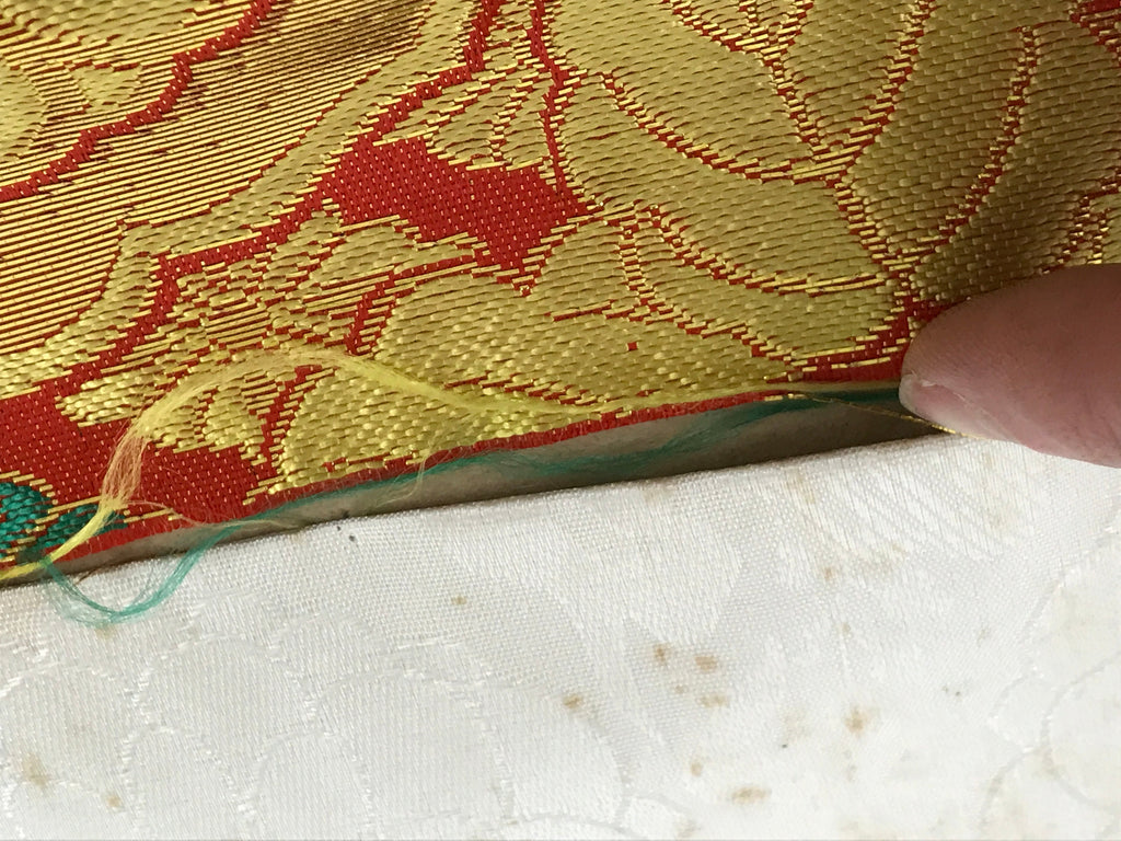 Japanese Buddhist Altar Silk Table Cloth Uchishiki Chrysanthemum Red Gold UC22
