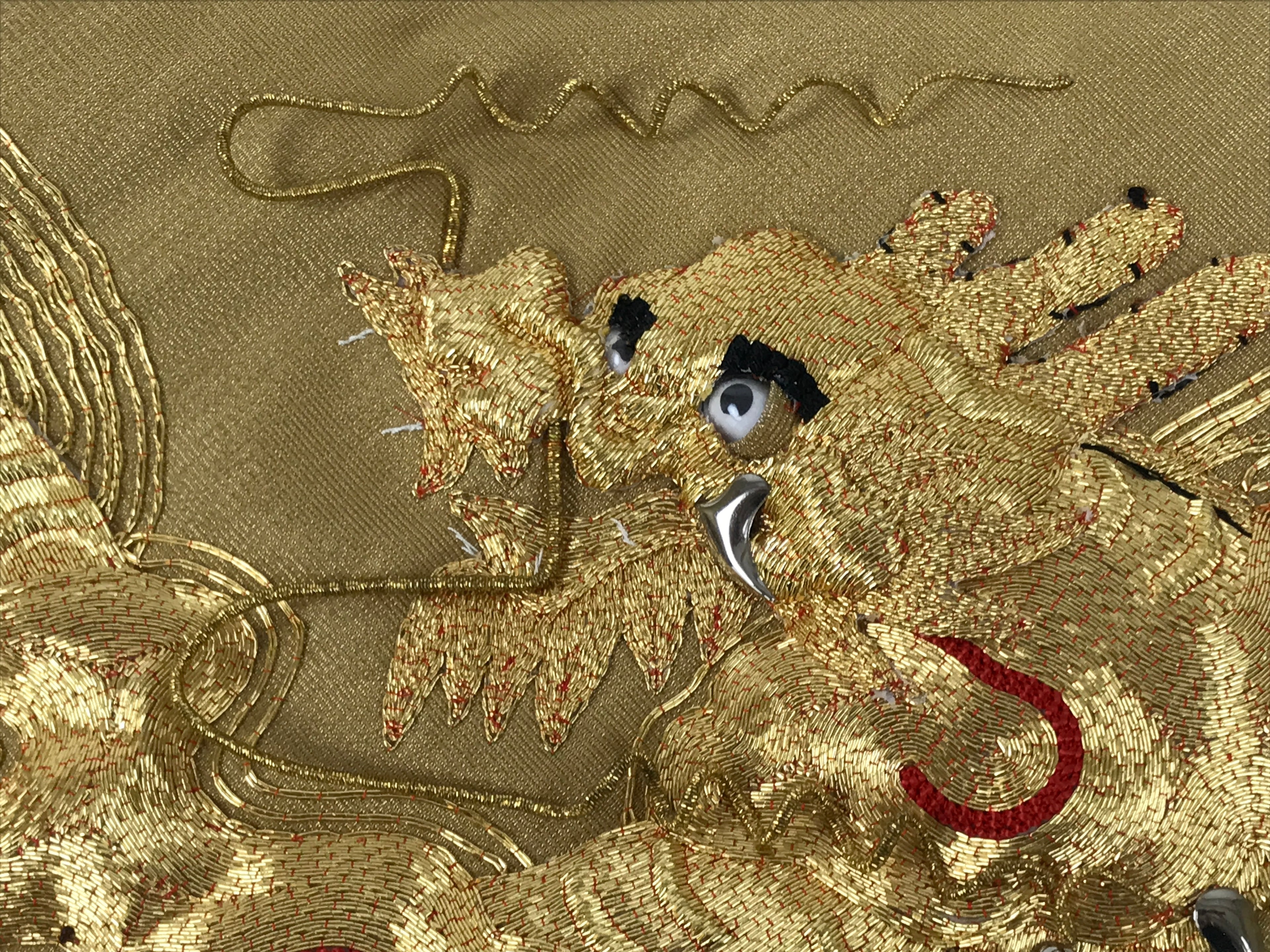 Japanese Buddhist Altar Silk Table Cloth Uchishiki Embroidered Gold Dragon UC40