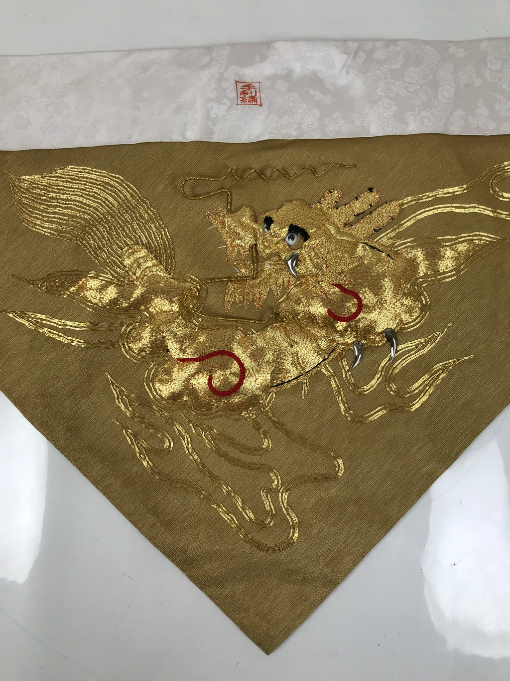 Japanese Buddhist Altar Silk Table Cloth Uchishiki Embroidered Gold Dragon UC40