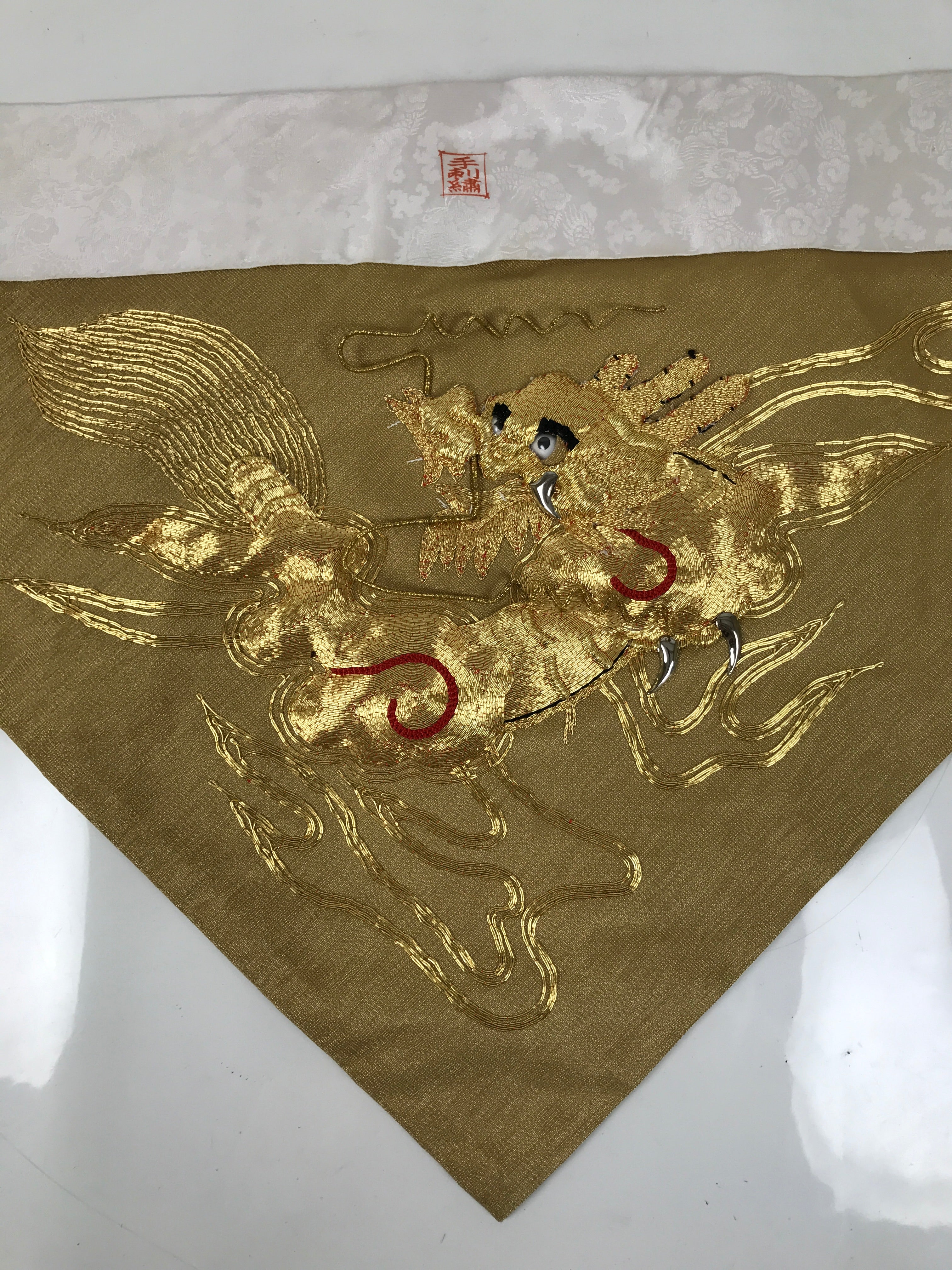 Japanese Buddhist Altar Silk Table Cloth Uchishiki Embroidered Gold Dragon UC40