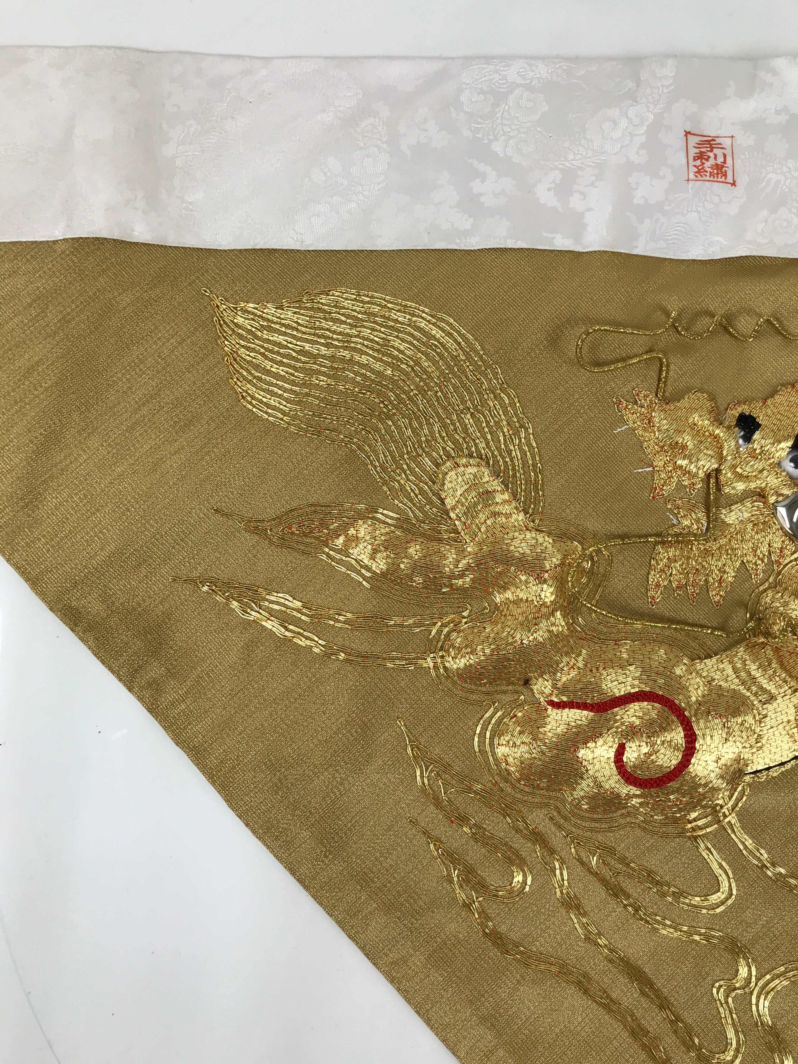 Japanese Buddhist Altar Silk Table Cloth Uchishiki Embroidered Gold Dragon UC40
