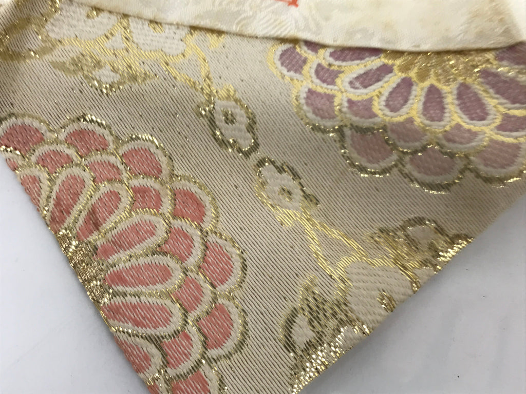 Japanese Buddhist Altar Silk Table Cloth Uchishiki Gold Chrysanthemum Pink UC41