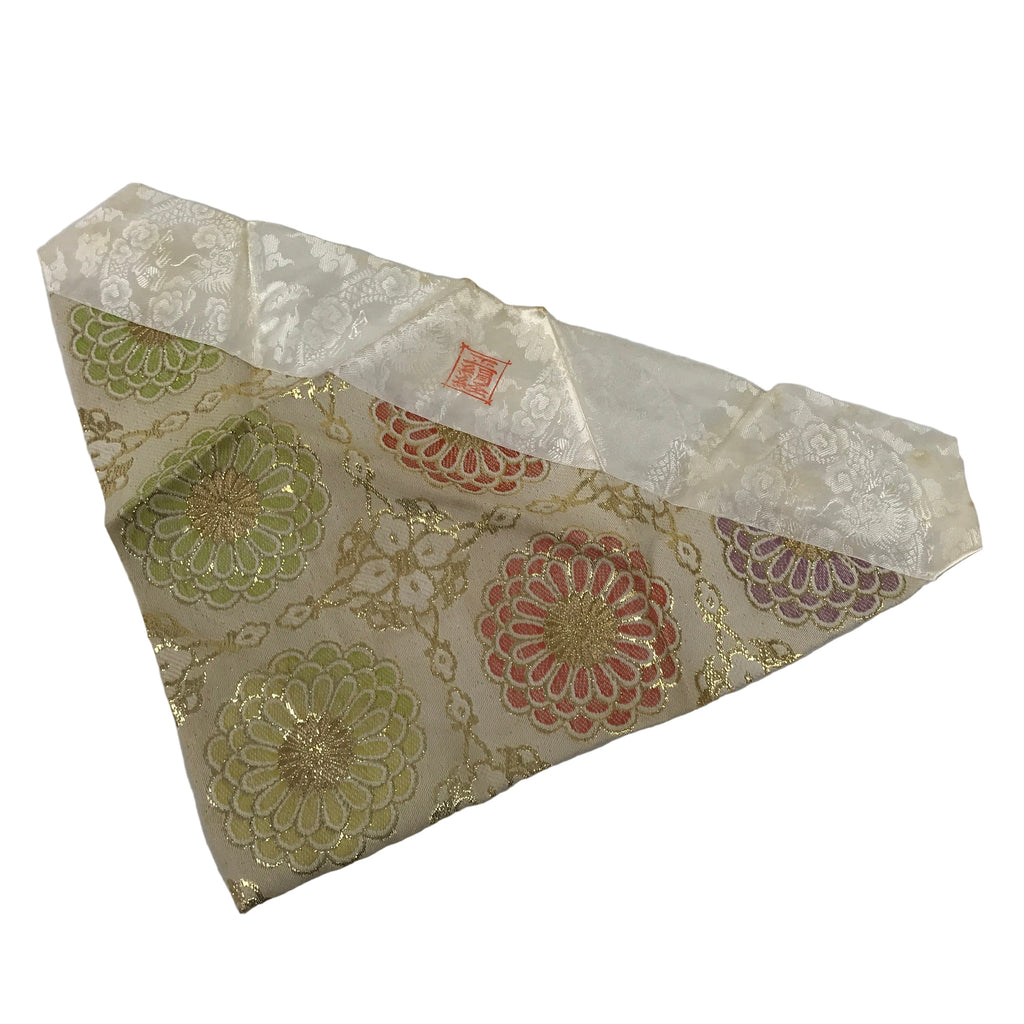 Japanese Buddhist Altar Silk Table Cloth Uchishiki Gold Chrysanthemum Pink UC42
