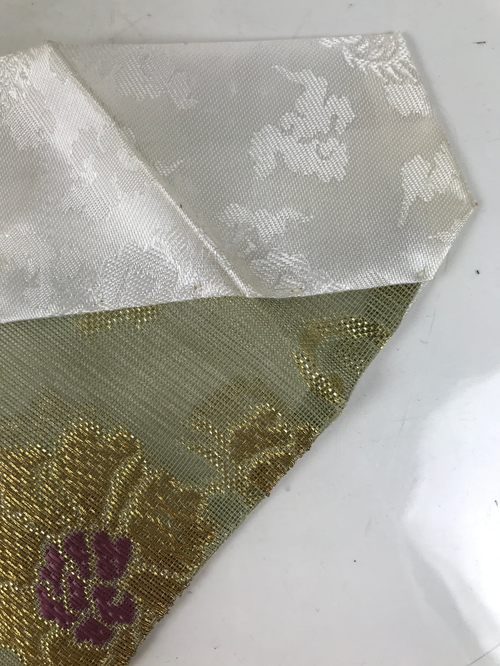 Japanese Buddhist Altar Silk Table Cloth Uchishiki Gold Peony Flower Green UC36