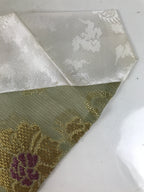 Japanese Buddhist Altar Silk Table Cloth Uchishiki Gold Peony Flower Green UC36