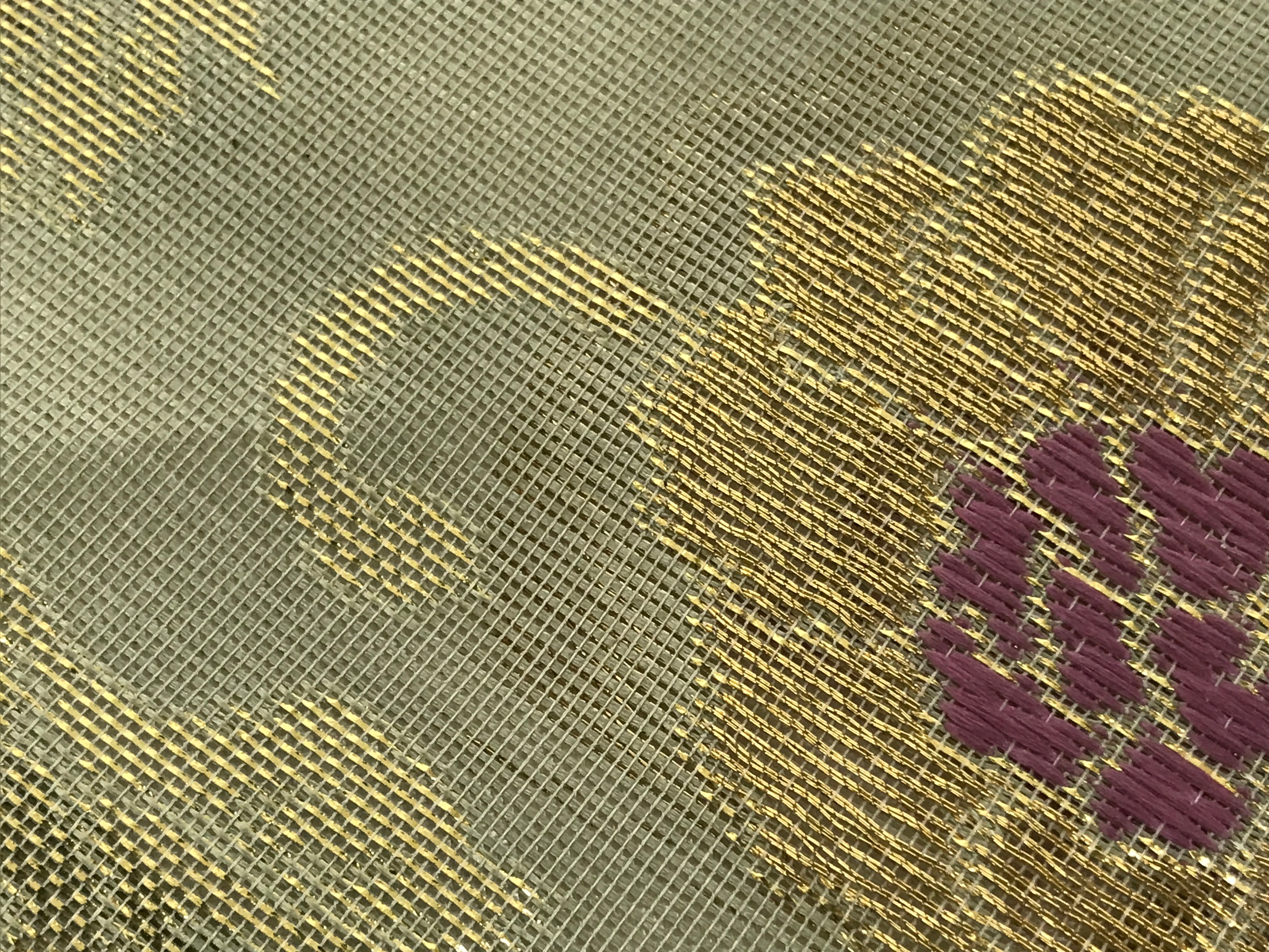 Japanese Buddhist Altar Silk Table Cloth Uchishiki Gold Peony Flower Green UC36